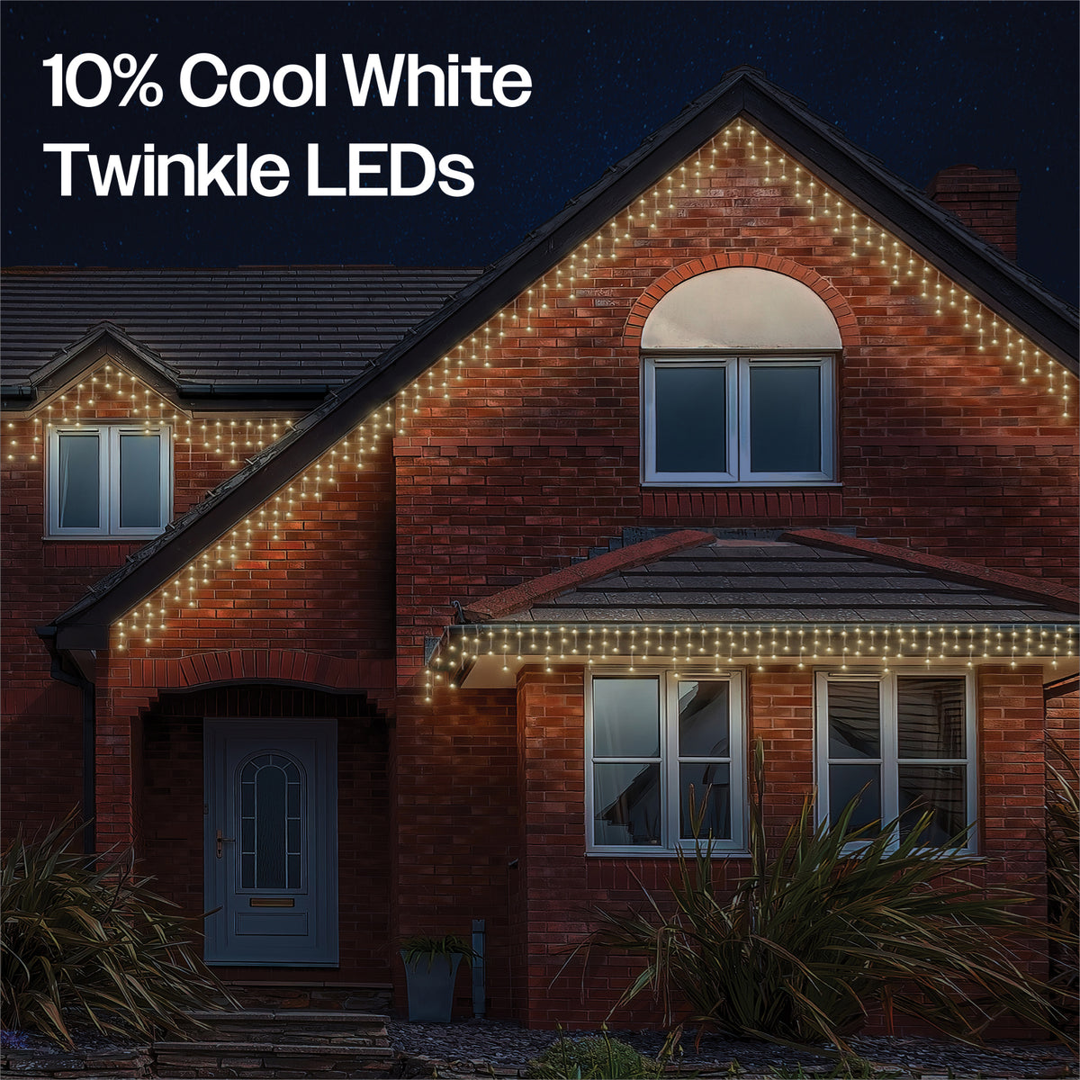 Eagle Connect Icicle Lights White Rubber With 60/40/20cm Drop with 10% C/W Twinkle