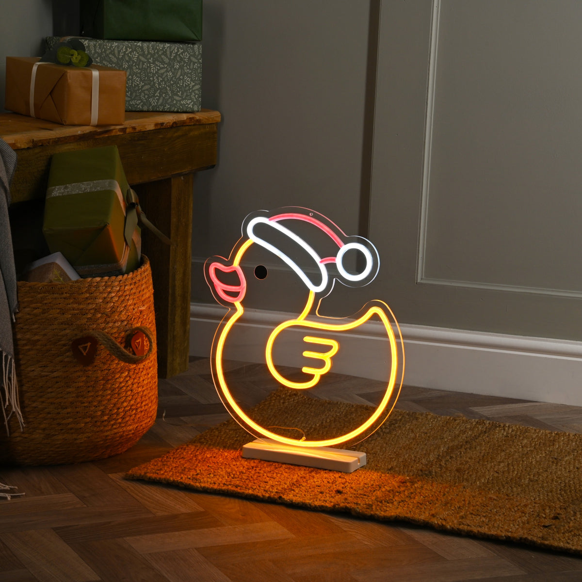 Neon Flex Duck with Santa Hat - 40cm