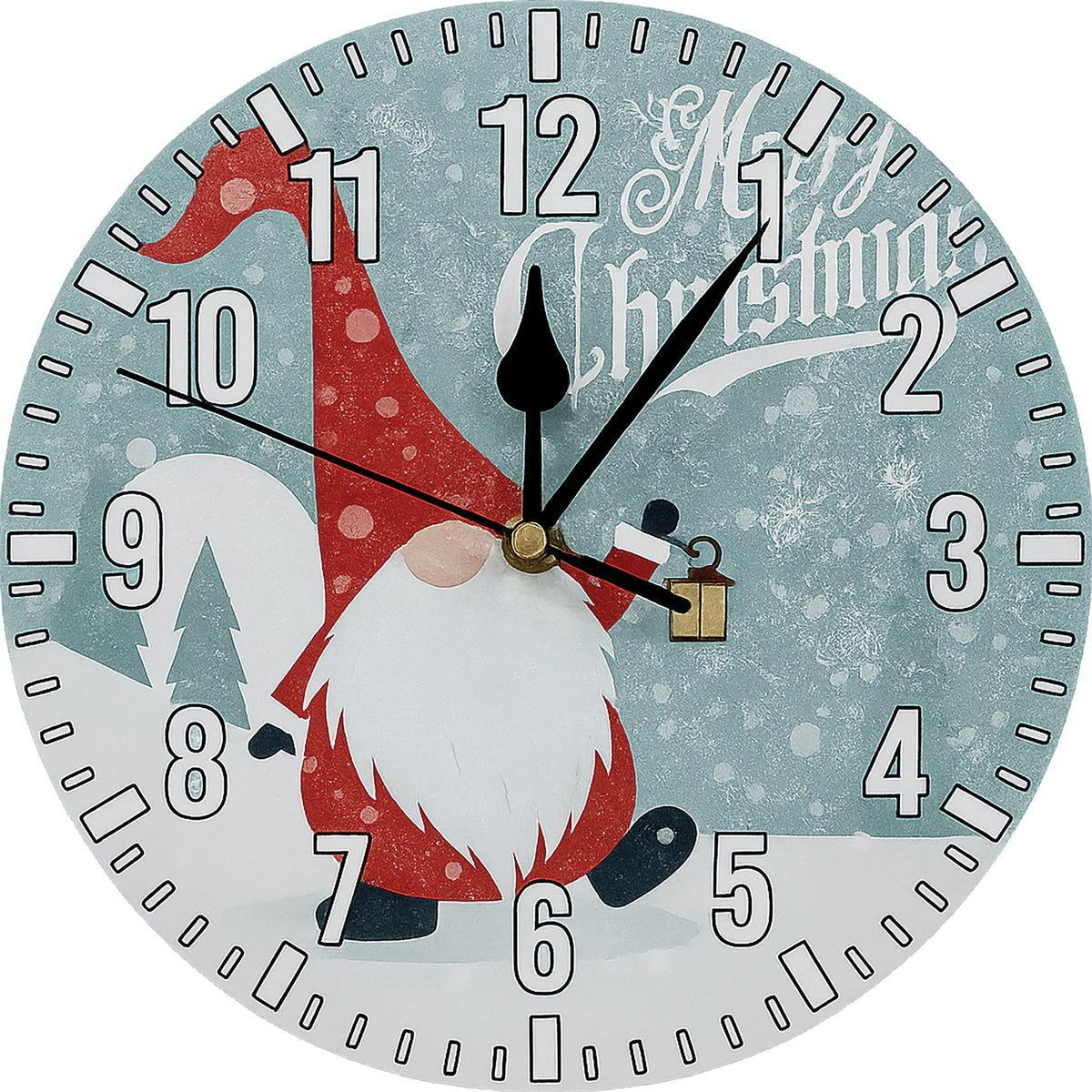 Xmas Haus Christmas Wall Clock – 9" Indoor Clock with Santa Gonk, Battery Operated, Festive Home Decoration_Christmas Clock