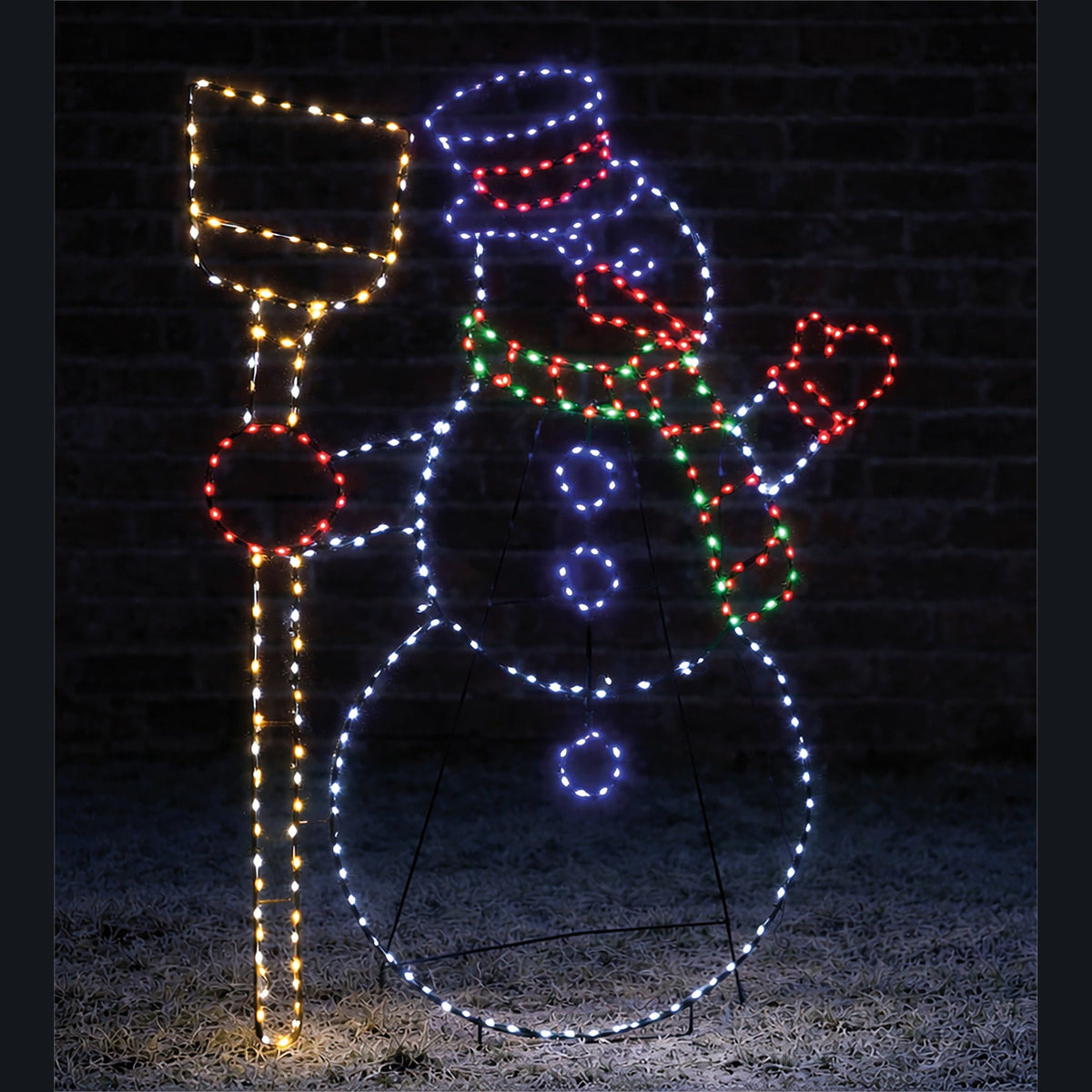 Xmas Haus Multicolour LED Snowman Outdoor Decoration Flash Bulbs and Timer_Outdoor Christmas Decorations