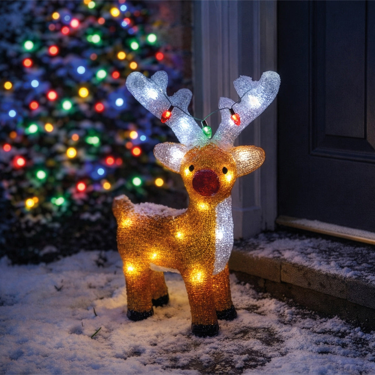Xmas Haus LED Acrylic Deer Battery Operated with Timer_Outdoor Christmas Decorations