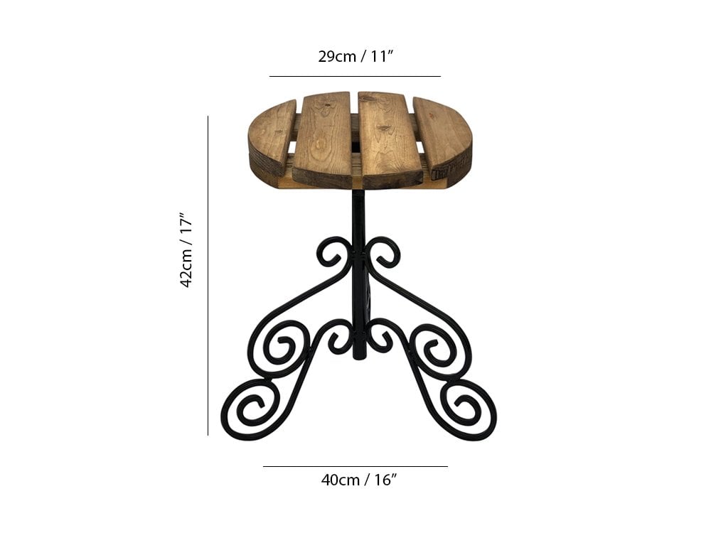Plant Pot Stand - Garden Side Table - Wooden Top_Pot Rings & Stands