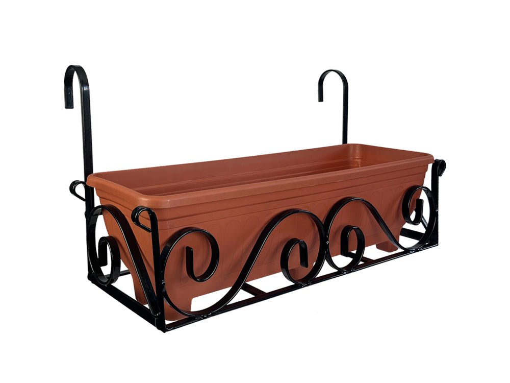 Balcony & Fence Trough Holder - Scrolled_Patio Planters