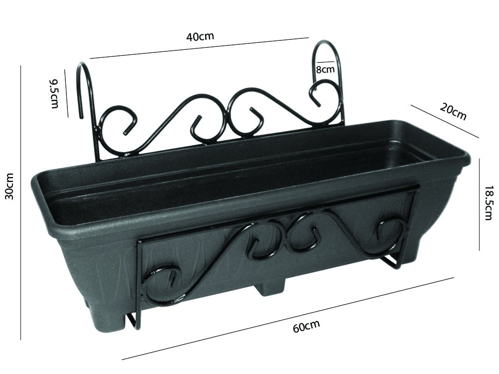 Balcony/Fence Holder - Scrolled Back Planter Holder_Balcony Planters