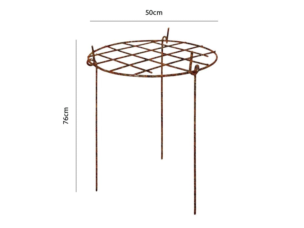 Rusty Grow Through Plant Supports - Round - Raw steel designed to rust_Cages & Grow Throughs Plant Supports