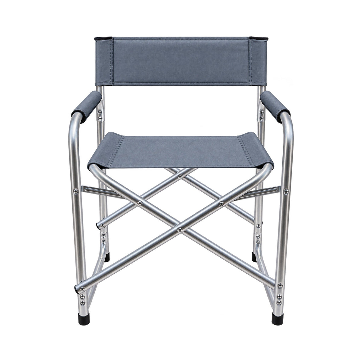 Folding Director’s Chair – Fabric with Silver Frame - Beige or Grey_Garden Chairs