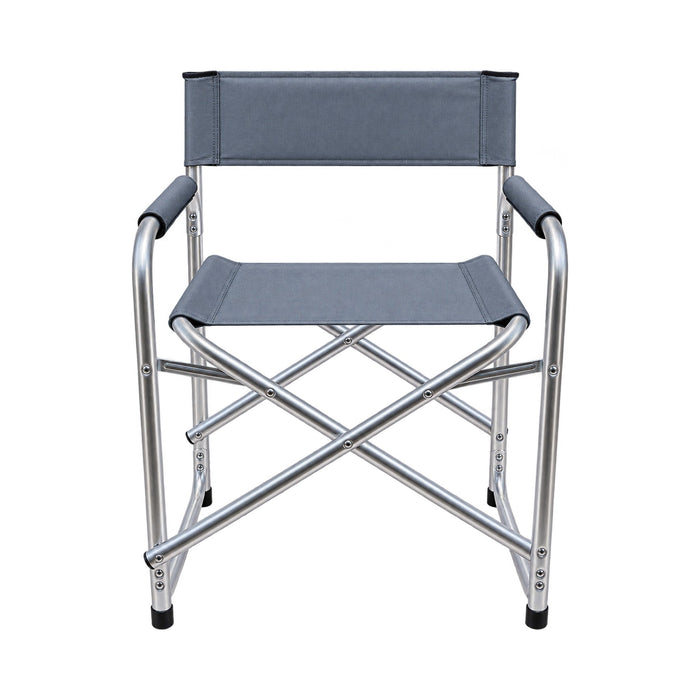 Folding Director’s Chair – Fabric with Silver Frame - Beige or Grey_Garden Chairs