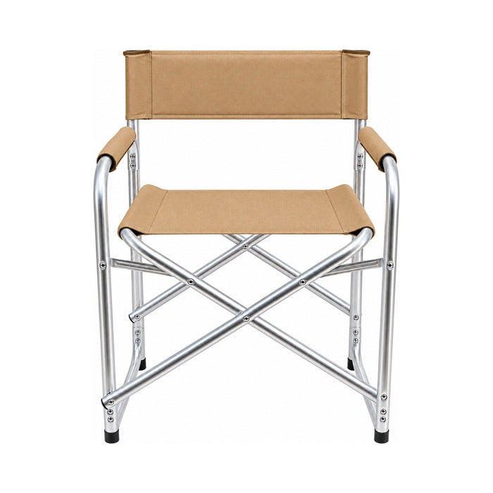 Folding Director’s Chair – Fabric with Silver Frame - Beige or Grey_Garden Chairs
