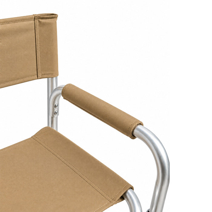 Folding Director’s Chair – Fabric with Silver Frame - Beige or Grey_Garden Chairs