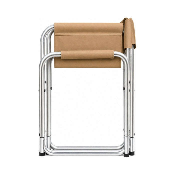 Folding Director’s Chair – Fabric with Silver Frame - Beige or Grey_Garden Chairs