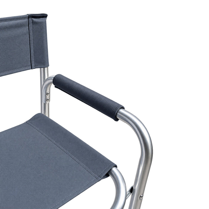 Folding Director’s Chair – Fabric with Silver Frame - Beige or Grey_Garden Chairs
