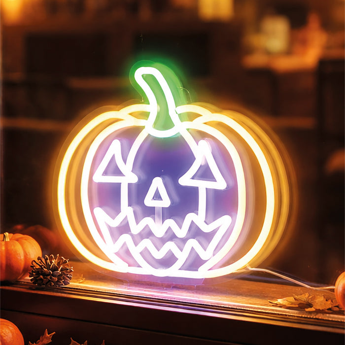 Fxlab Halloween pumpkin silhouette neon light, indoor USB decoration