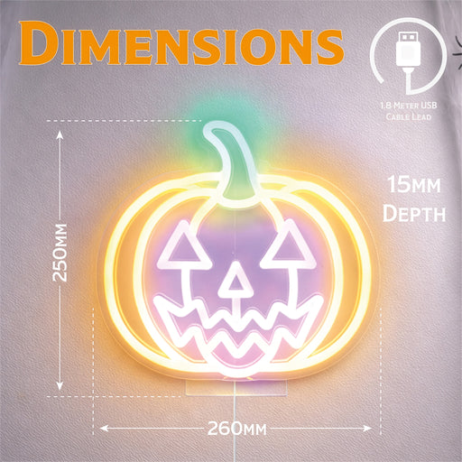 Fxlab Halloween Pumpkin Neon Light - dimensions and measurements