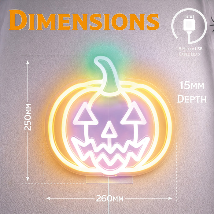 Fxlab Halloween Pumpkin Neon Light - dimensions and measurements