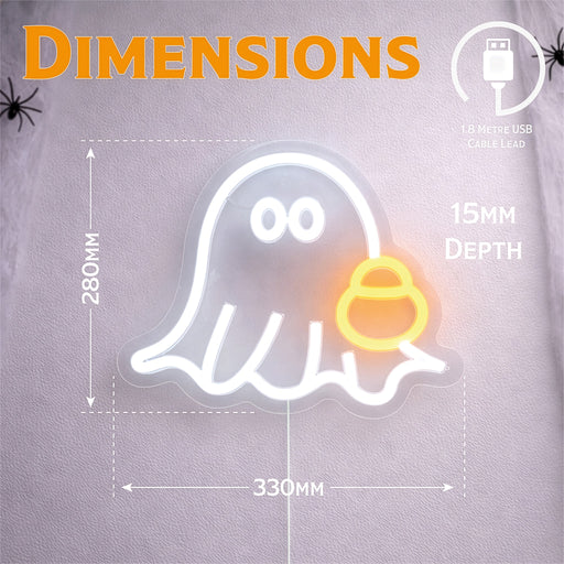 Fxlab Halloween Ghost Neon Light - dimensions and measurements