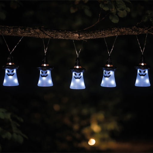 Fxlab acrylic Boo ghost set of 5 lights with 40 white LEDs, outdoor battery decoration with timer