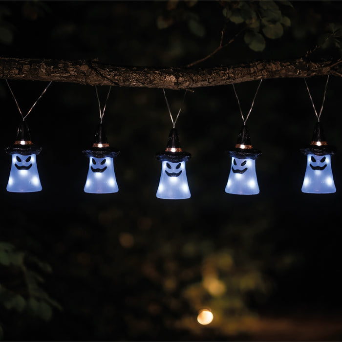 Fxlab acrylic Boo ghost set of 5 lights with 40 white LEDs, outdoor battery decoration with timer