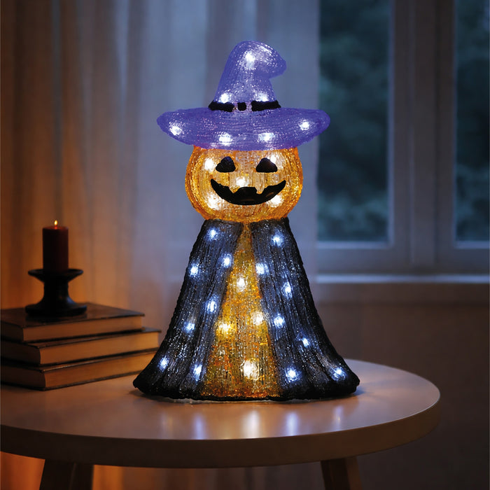 Fxlab pumpkin ghost outdoor Halloween decoration with 50 white LEDs and timer