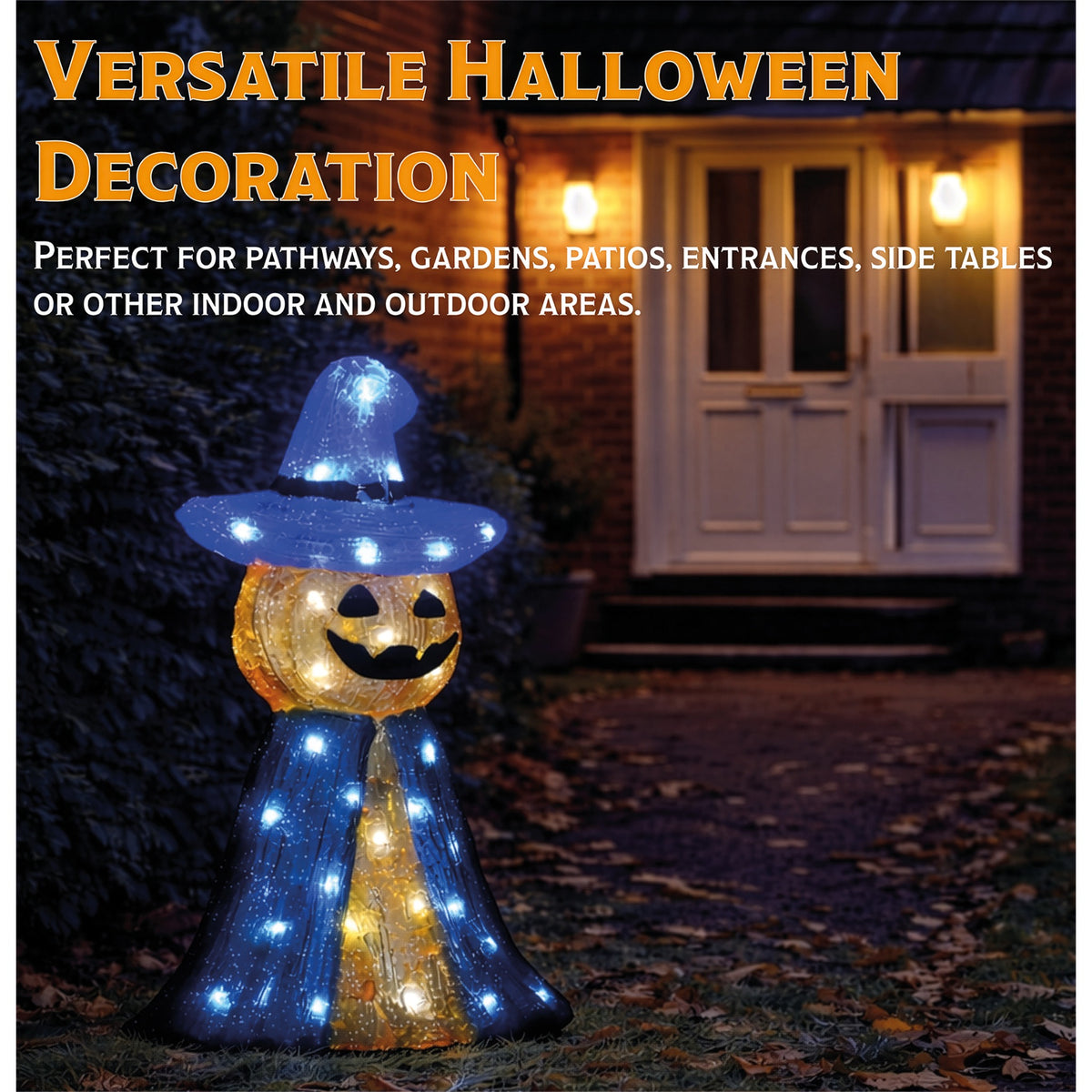 Fxlab Pumpkin Ghost Indoor/Outdoor Halloween Decoration with 50 White LED 5m Lead Cable BS IP20 Transformer Timer 6 18H_Halloween