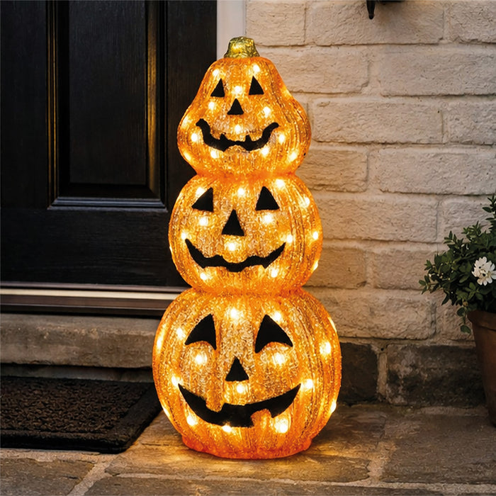 Fxlab acrylic pumpkin outdoor Halloween decoration with 80 white LEDs and timer