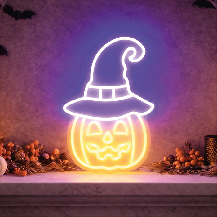 Fxlab Halloween pumpkin silhouette neon light 26x38cm, indoor USB decoration
