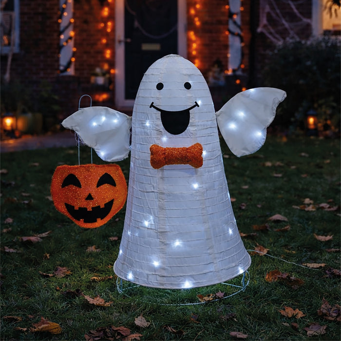 Fxlab foldable flying ghost outdoor Halloween decoration with 80 white LEDs