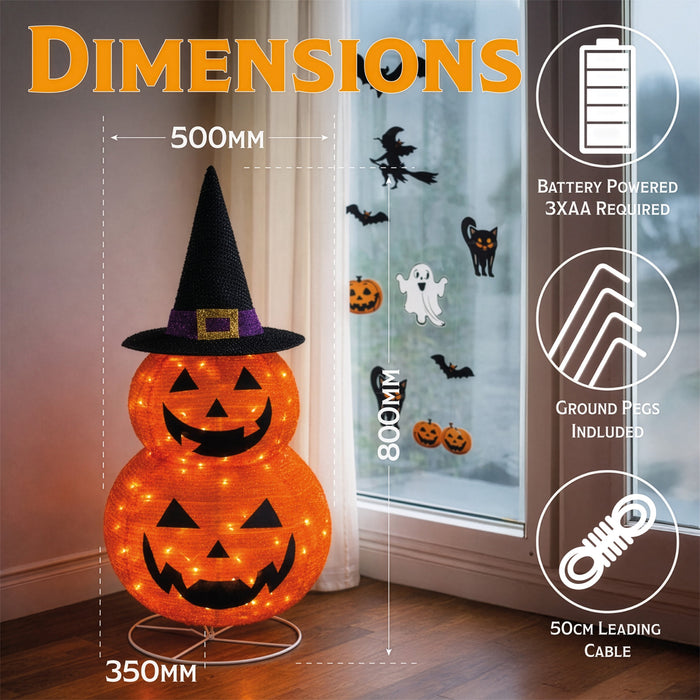 Fxlab Foldable Pumpkins 45 LED Battery Decoration - dimensions and measurements
