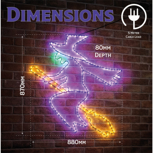 Fxlab Metal Silhouette Halloween Witch 322 Micro LED - dimensions and measurements