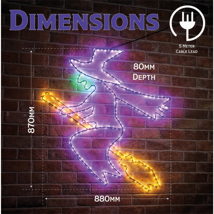 Fxlab Metal Silhouette Halloween Witch 322 Micro LED - dimensions and measurements