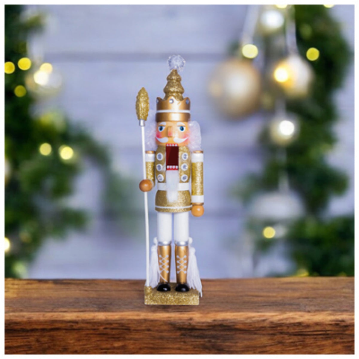 St Helens Glitter Nutcracker 40cm – Festive Decoration with Staff Rod- Available in 3 Colourways