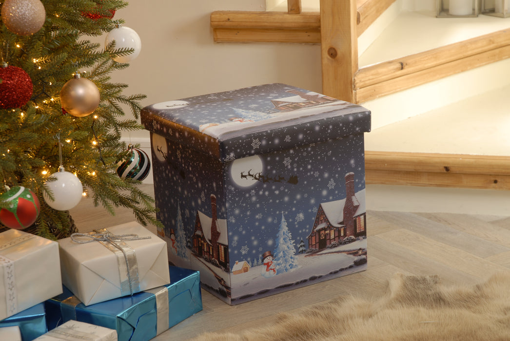 Santa's Sleigh Scene Christmas Storage Box
