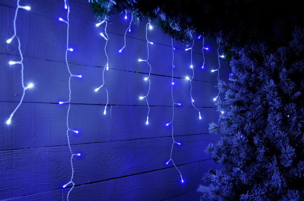 Snowing Icicle Lights - Blue & White