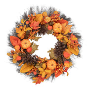 Pumpkin Ember 26 inch LED autumn wreath with warm white lights