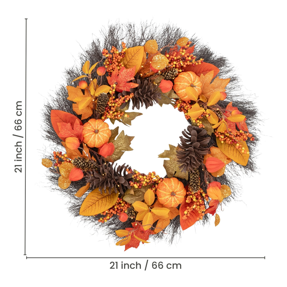 Pumpkin Ember 26 inch wreath dimensions