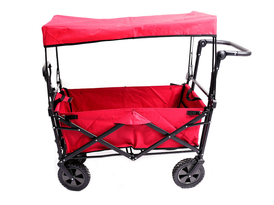 Deluxe Folding Wagon With Canopy - Red