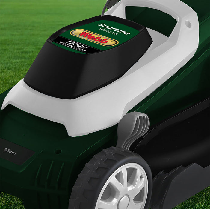 Supreme 33cm Electric Rotary Lawnmower with Rear Roller