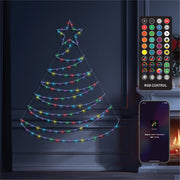 Xmas Haus Pre-Lit RGB LED Flat Christmas Tree Silhouette – 1.4m Metal Frame with App & Remote Control_Artificial Christmas Trees