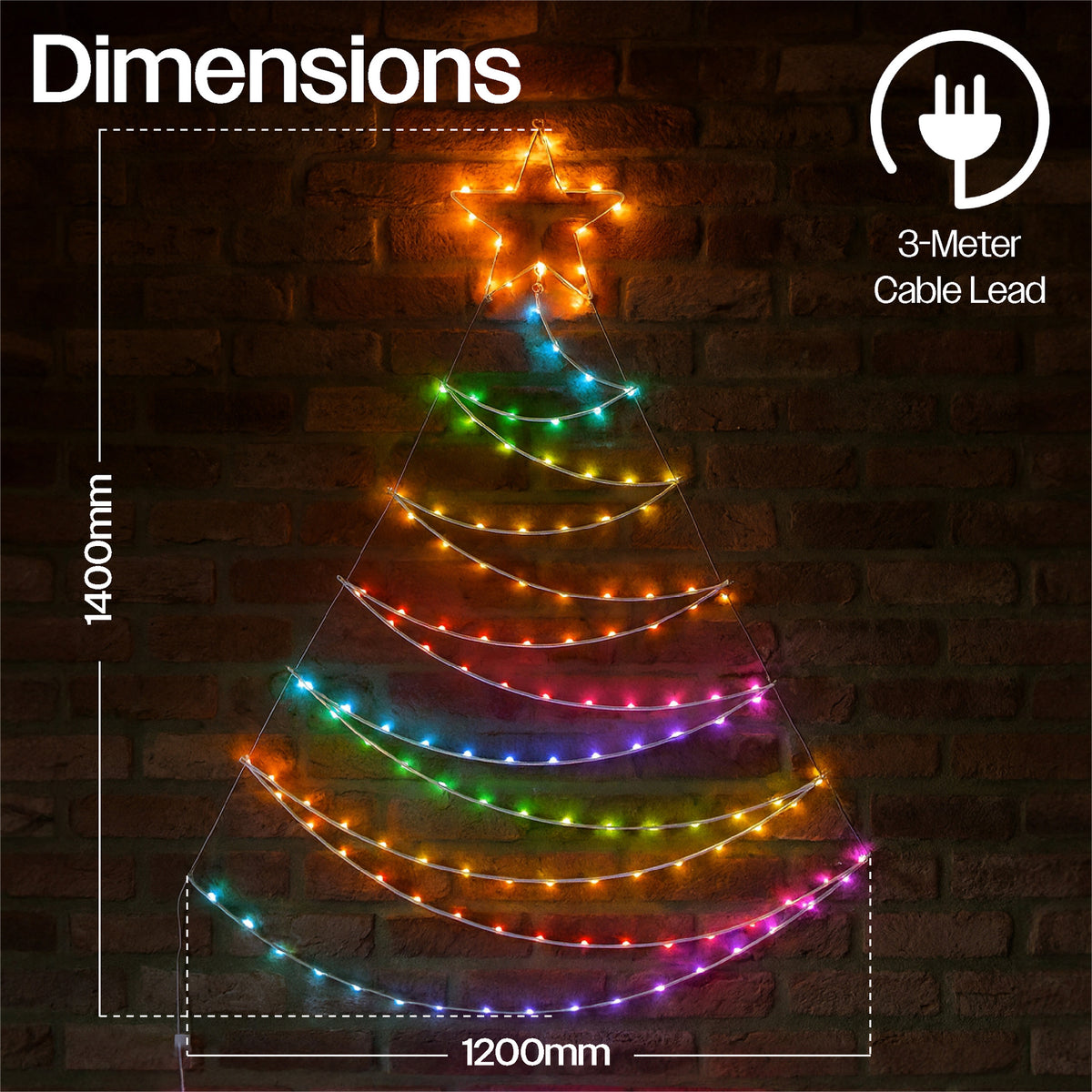 Xmas Haus Pre-Lit RGB LED Flat Christmas Tree Silhouette – 1.4m Metal Frame with App & Remote Control_Artificial Christmas Trees