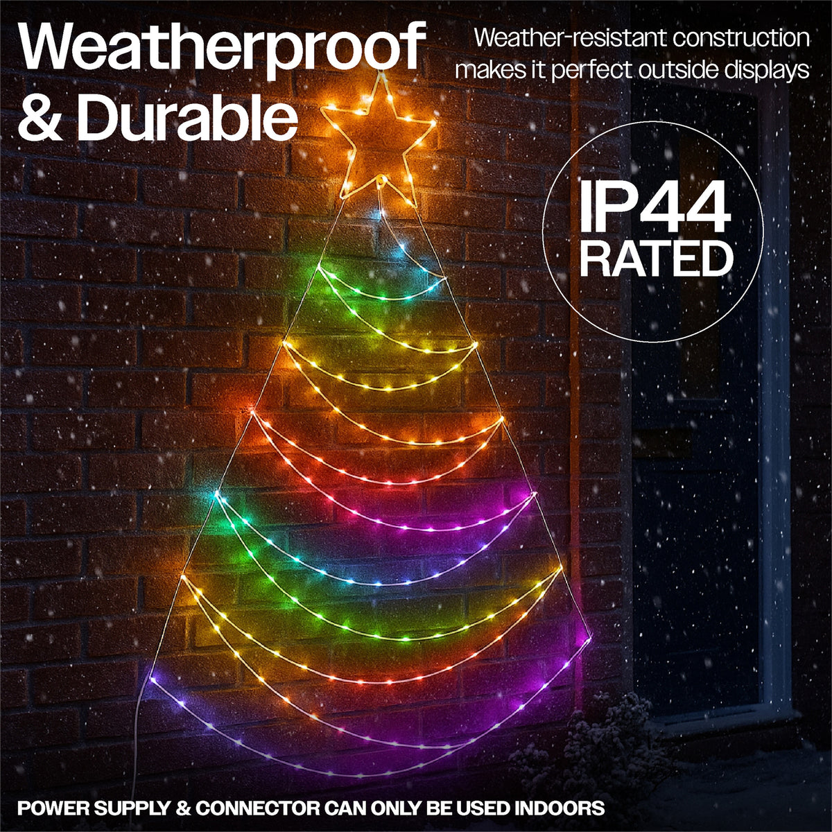 Xmas Haus Pre-Lit RGB LED Flat Christmas Tree Silhouette – 1.4m Metal Frame with App & Remote Control_Artificial Christmas Trees