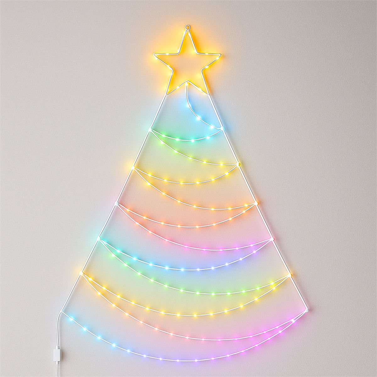 Xmas Haus Pre-Lit RGB LED Flat Christmas Tree Silhouette – 1.4m Metal Frame with App & Remote Control_Artificial Christmas Trees