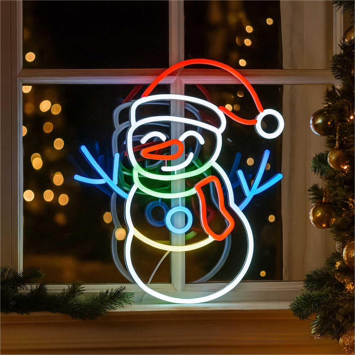 Xmas Haus Neon Effect Snowman – USB Powered 1.5m Cable, Indoor LED Decoration_Christmas Figures