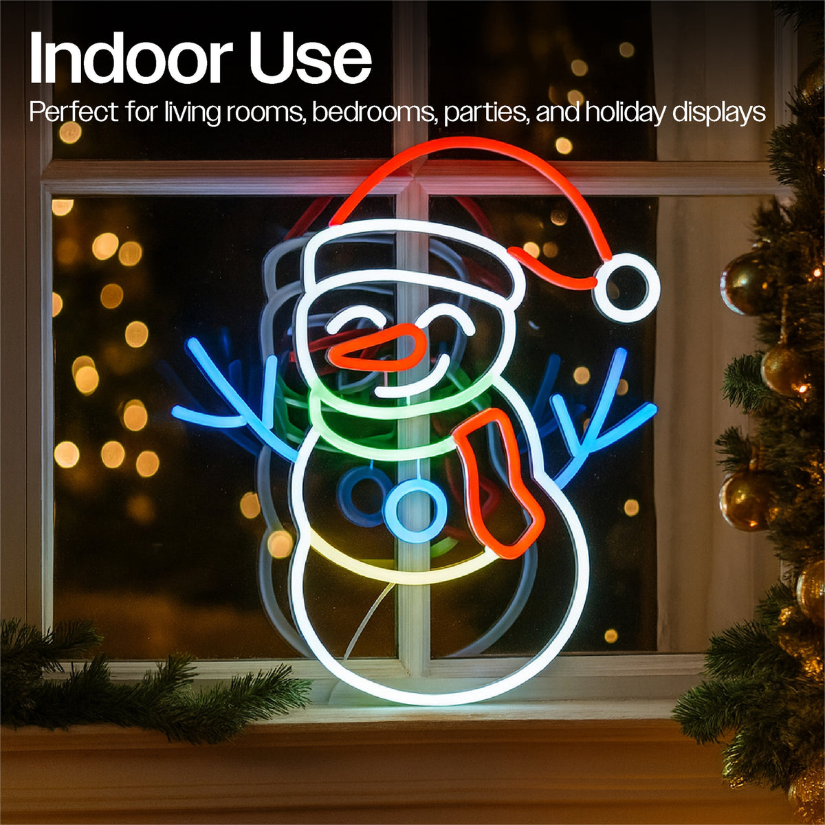 Xmas Haus Neon Effect Snowman – USB Powered 1.5m Cable, Indoor LED Decoration_Christmas Figures