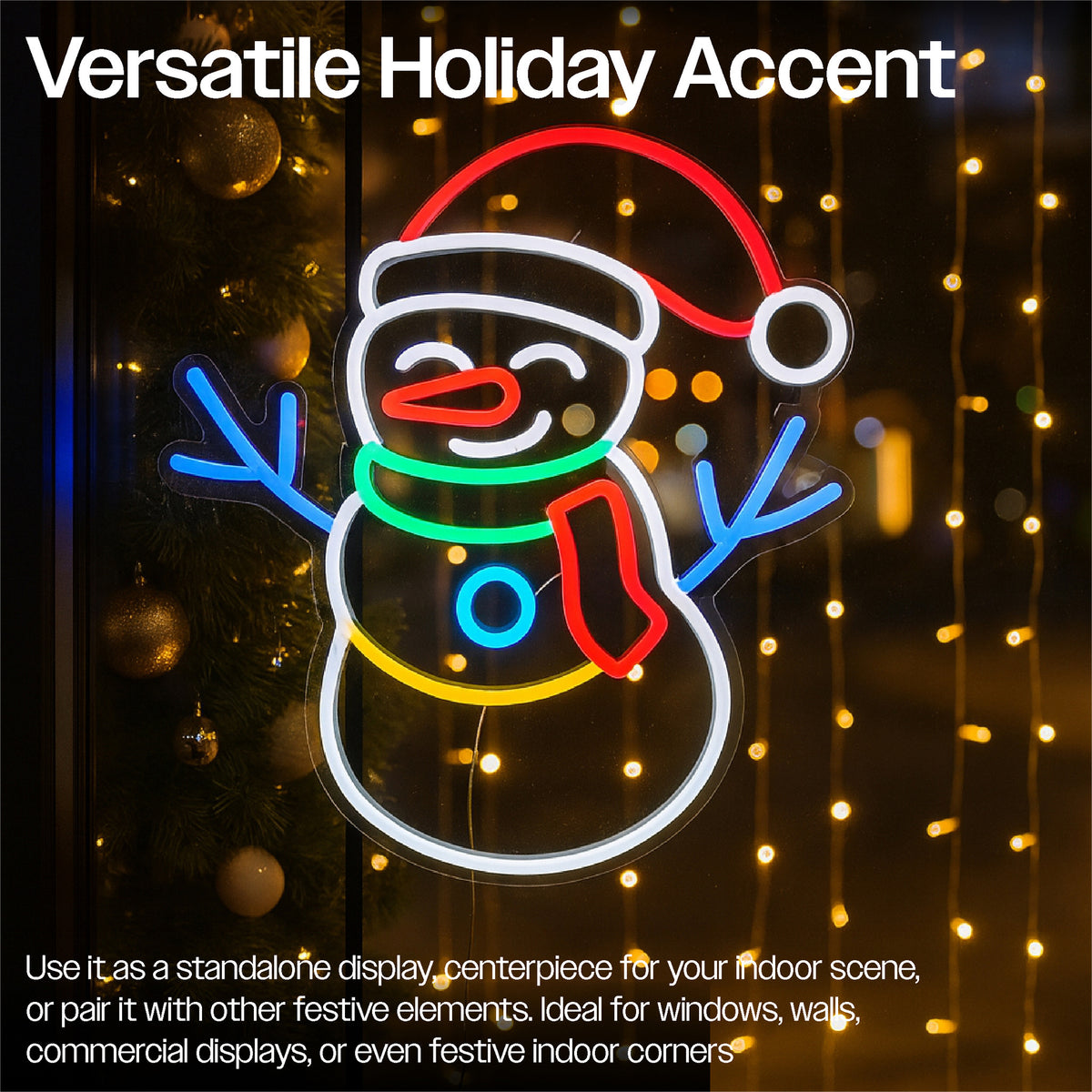 Xmas Haus Neon Effect Snowman – USB Powered 1.5m Cable, Indoor LED Decoration_Christmas Figures