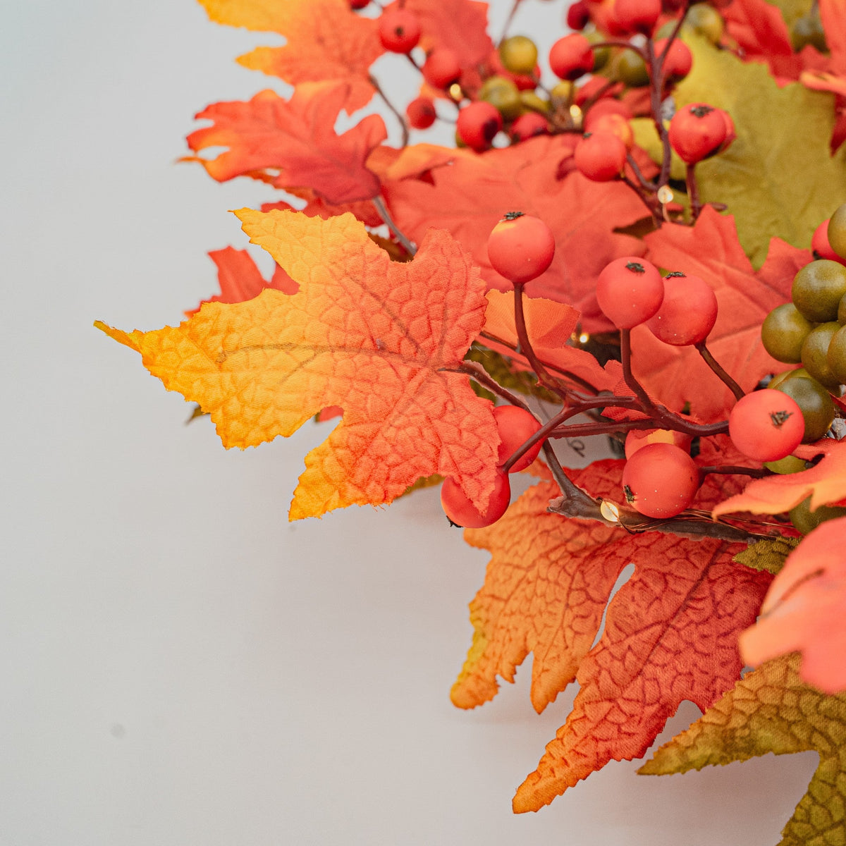 Autumn Blaze 26" Wreath with 75 Warm White LED Microbulbs and 8 Functions - Battery Operated_Garden Decorations