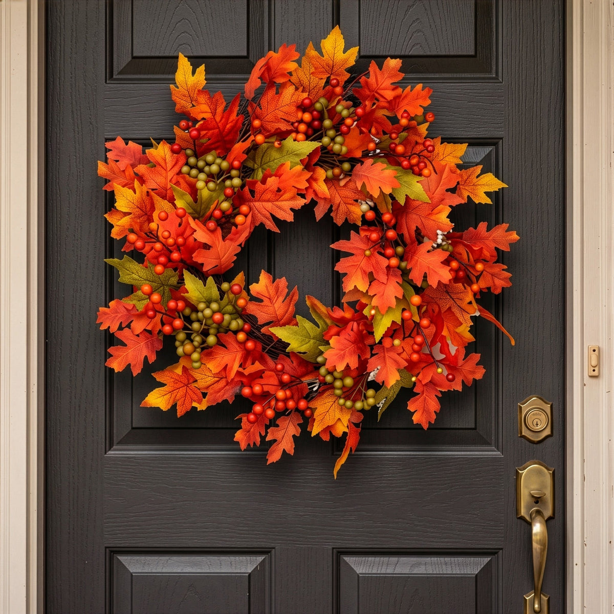 Autumn Blaze 26" Wreath with 75 Warm White LED Microbulbs and 8 Functions - Battery Operated_Garden Decorations