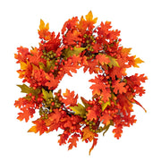 Autumn Blaze 26" Wreath with 75 Warm White LED Microbulbs and 8 Functions - Battery Operated_Garden Decorations