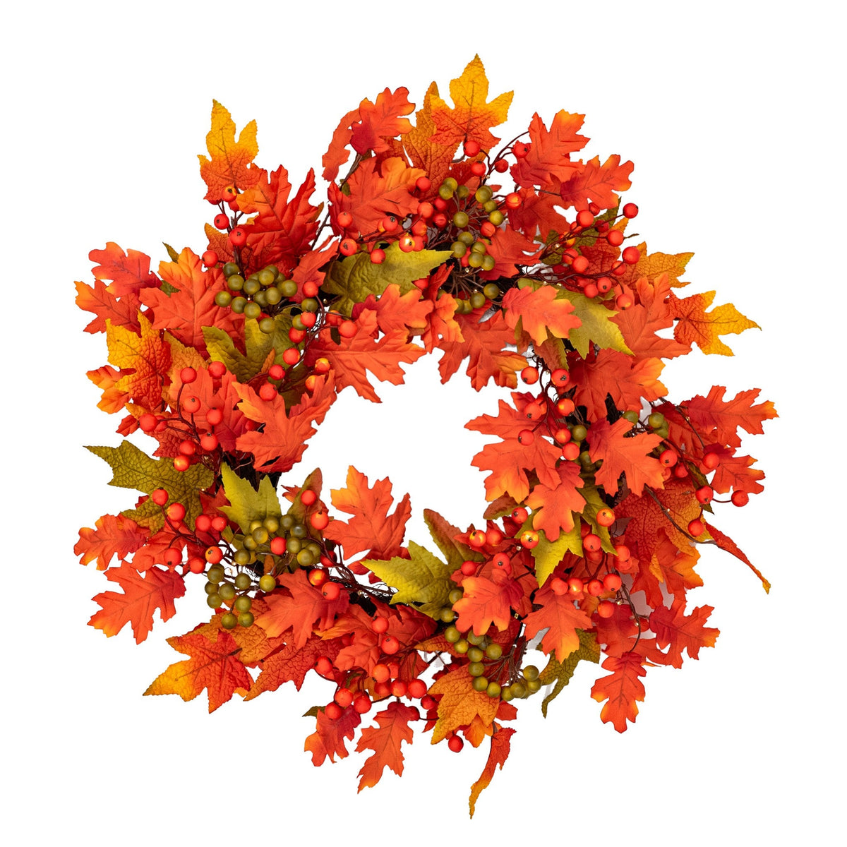 Autumn Blaze 26" Wreath with 75 Warm White LED Microbulbs and 8 Functions - Battery Operated_Garden Decorations