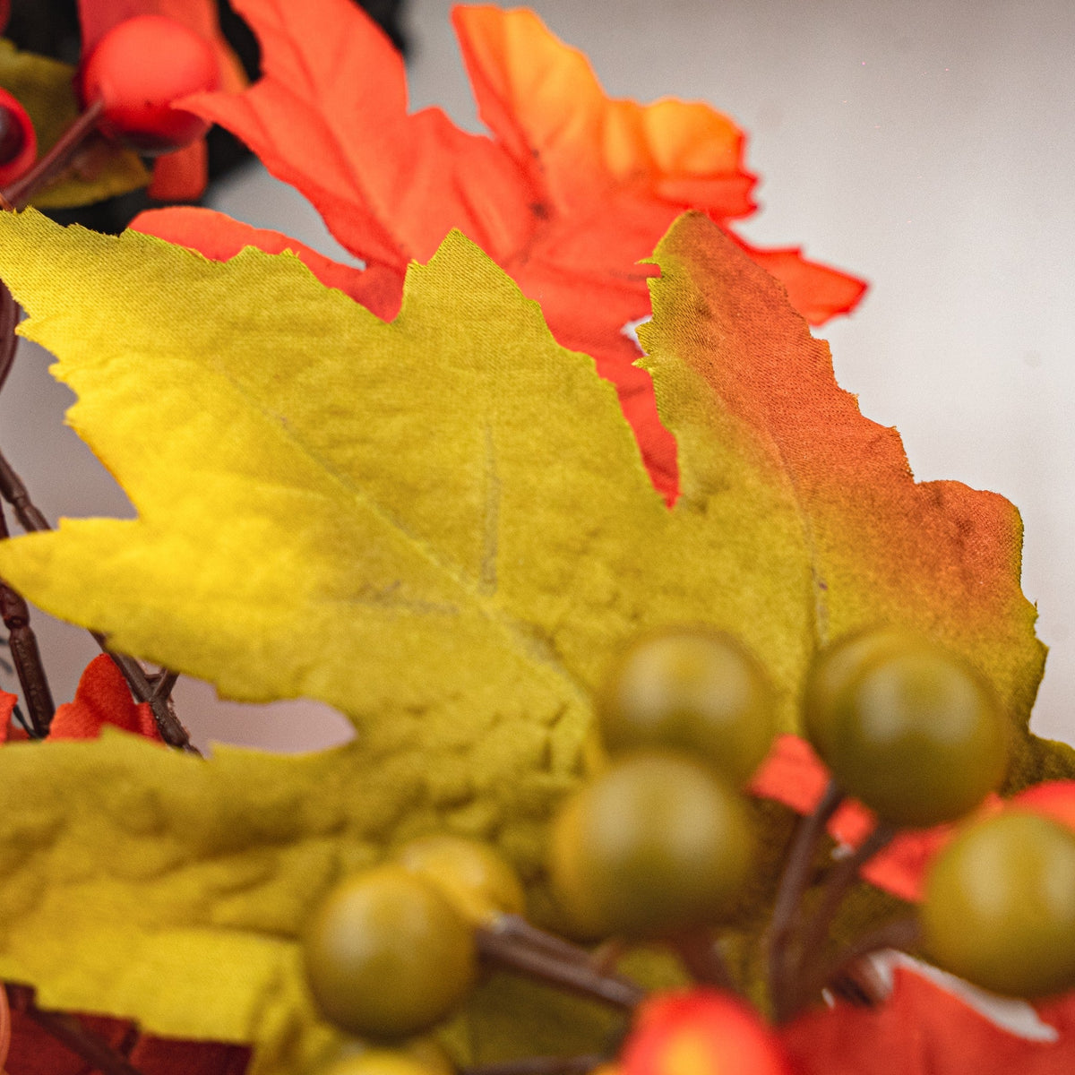 Autumn Blaze 26" Wreath with 75 Warm White LED Microbulbs and 8 Functions - Battery Operated_Garden Decorations