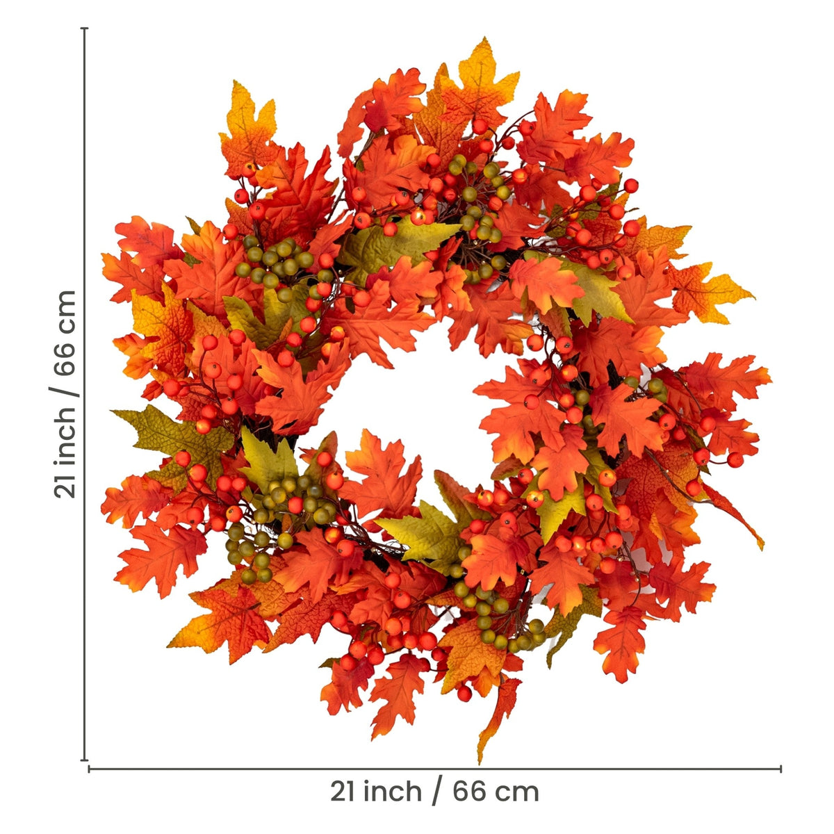 Autumn Blaze 26" Wreath with 75 Warm White LED Microbulbs and 8 Functions - Battery Operated_Garden Decorations
