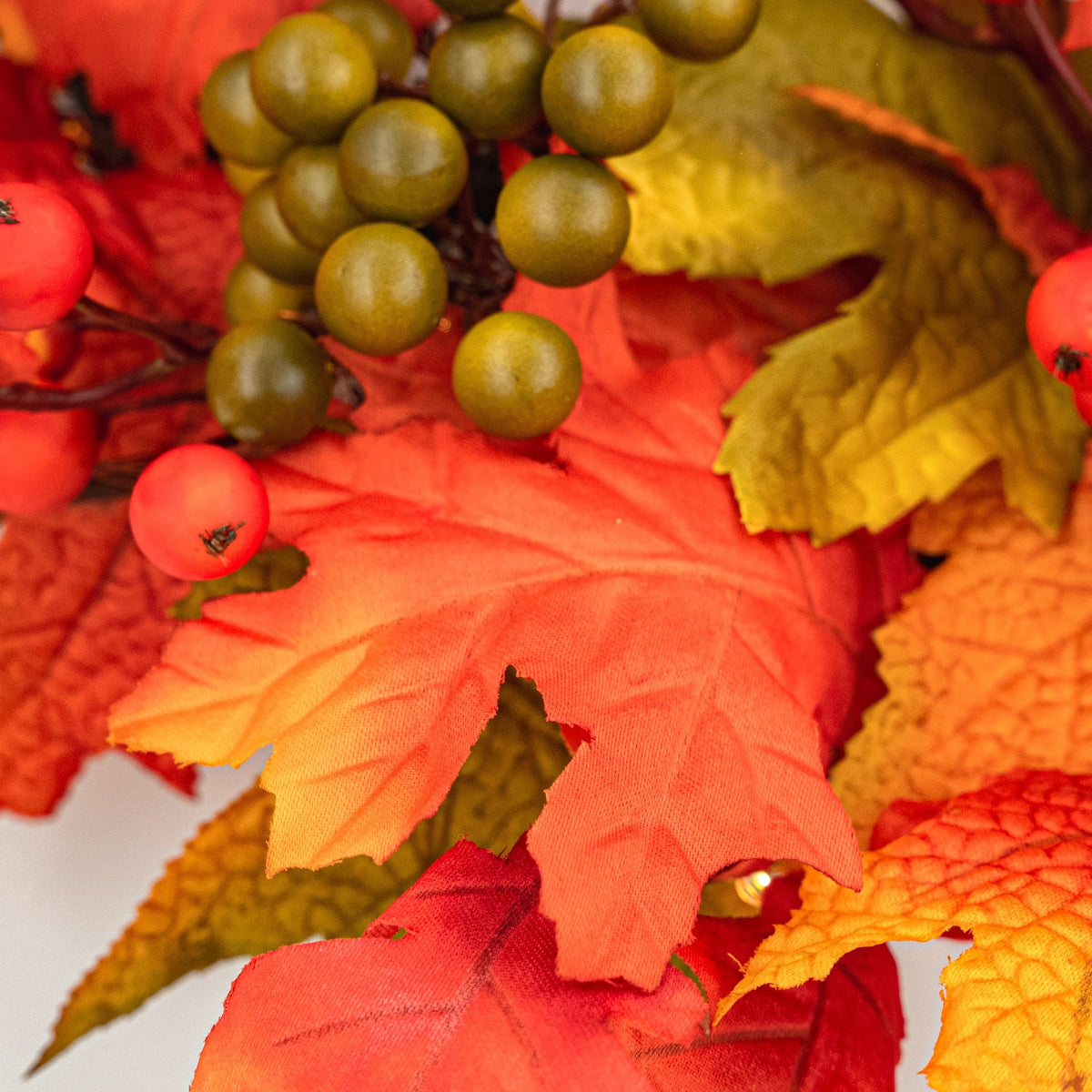 Autumn Blaze 26" Wreath with 75 Warm White LED Microbulbs and 8 Functions - Battery Operated_Garden Decorations